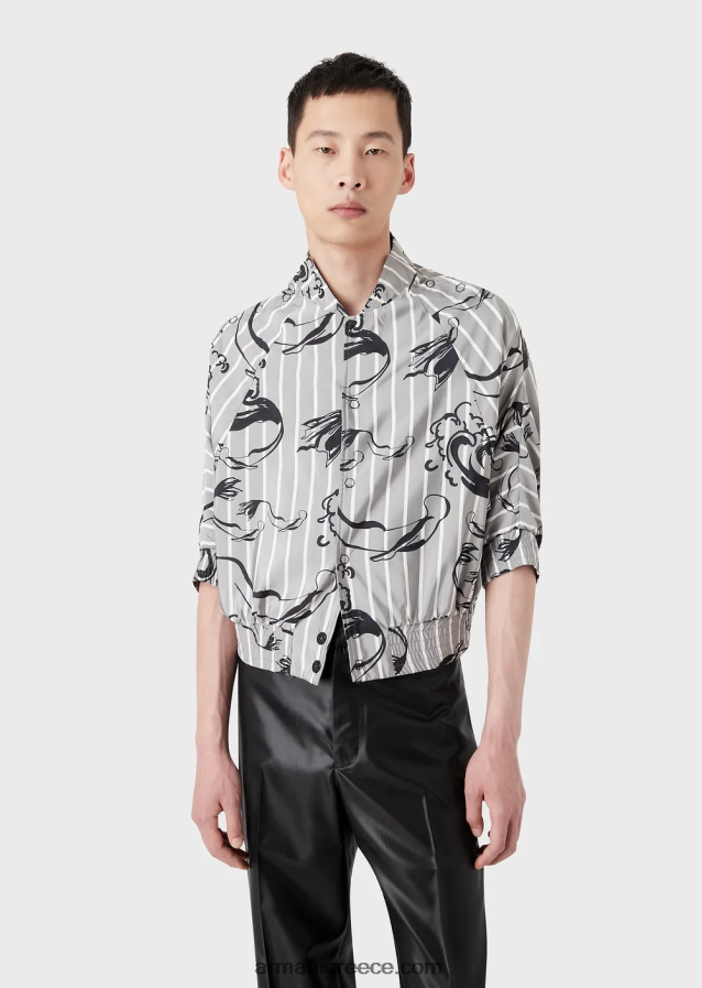 άνδρες Armani κοντομάνικη μπλούζα από τεχνικό ύφασμα με ριγέ τύπου mermaid 4046R61344