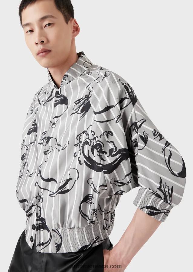 άνδρες Armani κοντομάνικη μπλούζα από τεχνικό ύφασμα με ριγέ τύπου mermaid 4046R61344