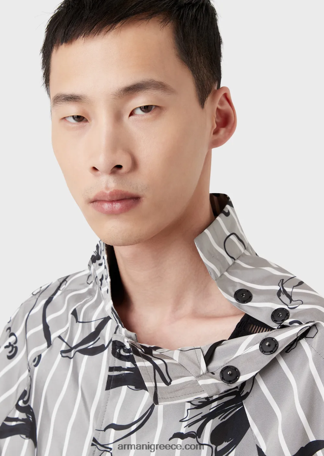 άνδρες Armani κοντομάνικη μπλούζα από τεχνικό ύφασμα με ριγέ τύπου mermaid 4046R61344