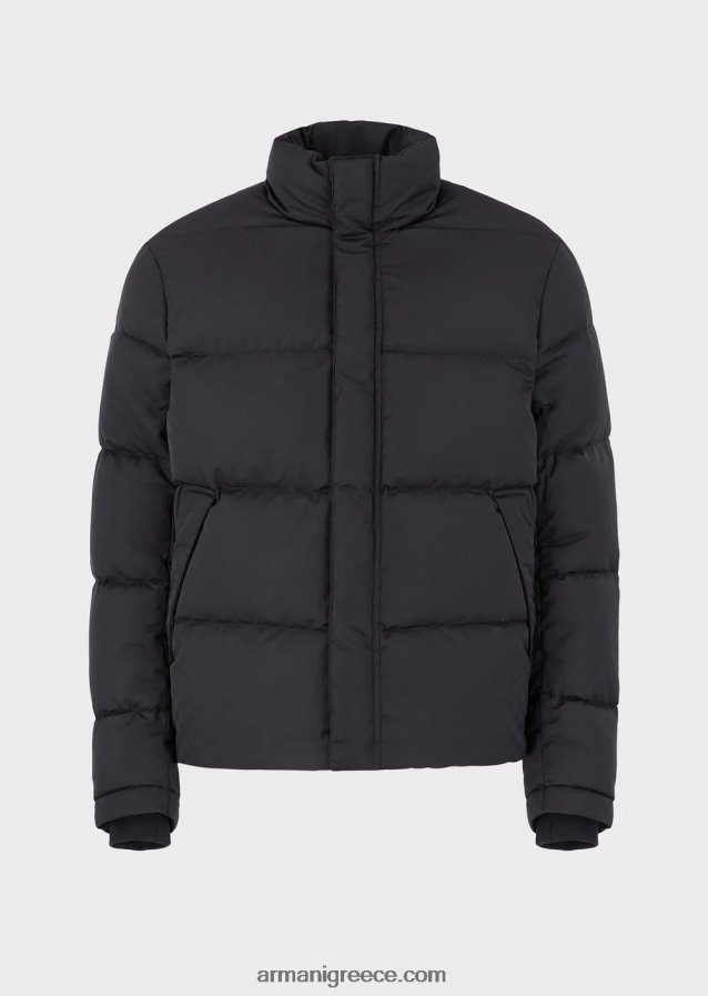 άνδρες Armani καπιτονέ puffer jacket με ζακάρ αετό παντού 4046R61365 μπλε