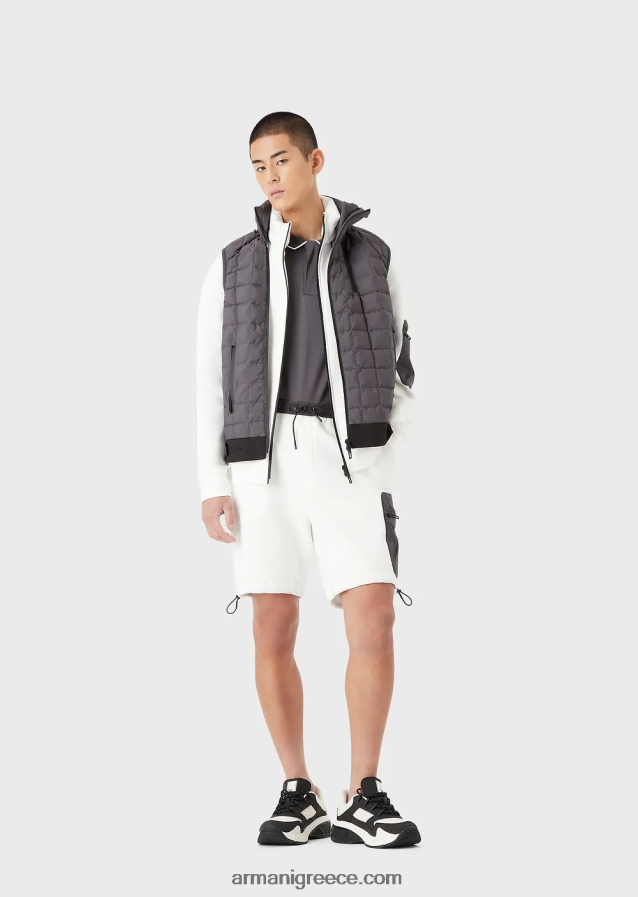 άνδρες Armani Φούτερ με φερμουάρ με φερμουάρ σε διπλή φανέλα 4046R61379 άσπρο