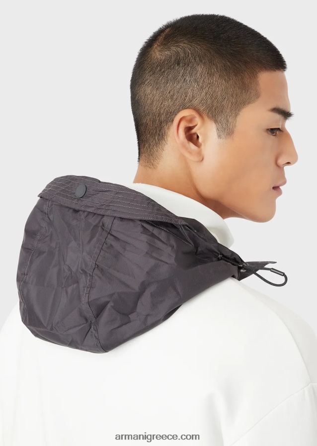 άνδρες Armani Φούτερ με φερμουάρ με φερμουάρ σε διπλή φανέλα 4046R61379 άσπρο