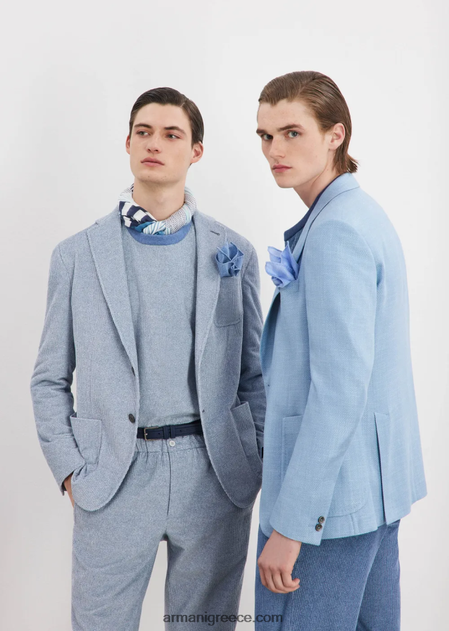 άνδρες Armani Βελούδινο φούτερ με εμπριμέ τζιν 4046R61407 γαλανός