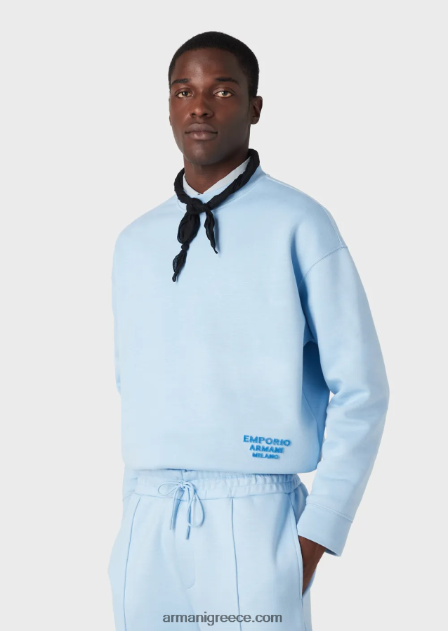 άνδρες Armani Μοντάλ φούτερ ζέρσεϊ με ανάγλυφο υφασμάτινο λογότυπο 4046R61409 γαλανός