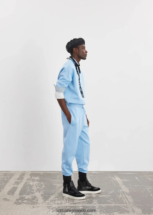 άνδρες Armani Μοντάλ φούτερ ζέρσεϊ με ανάγλυφο υφασμάτινο λογότυπο 4046R61409 γαλανός