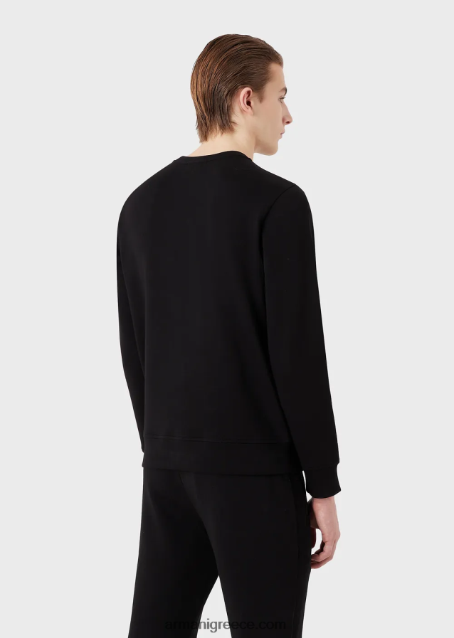 άνδρες Armani φούτερ διπλό ζέρσεϊ με κουνέλι κέντημα 4046R61445 μαύρος