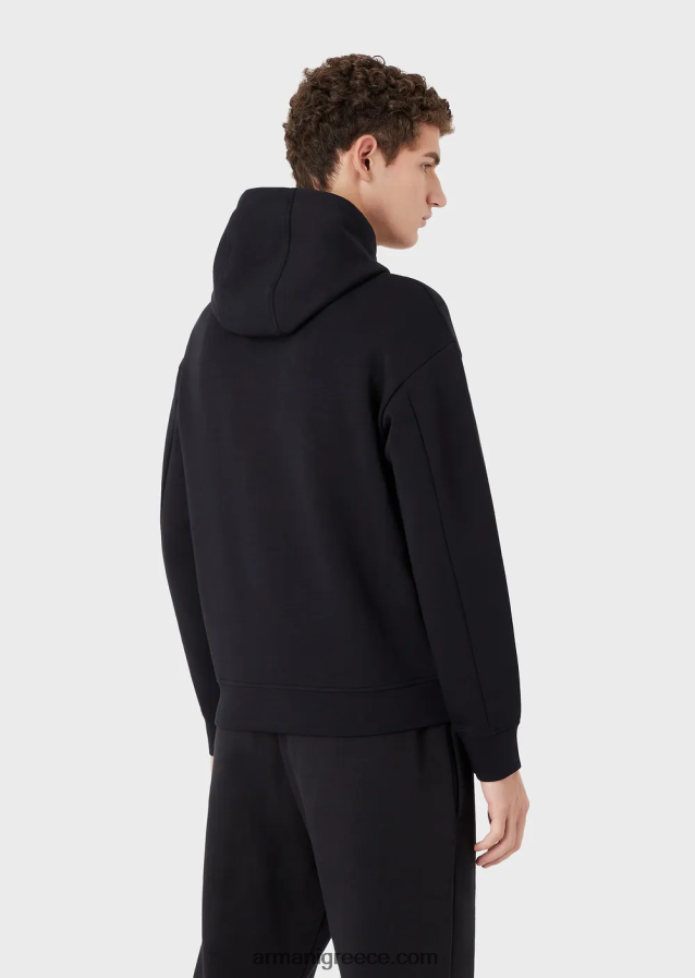 άνδρες Armani Φούτερ με κουκούλα διπλής φανέλας με κεντημένο λογότυπο 4046R61574 άσπρο