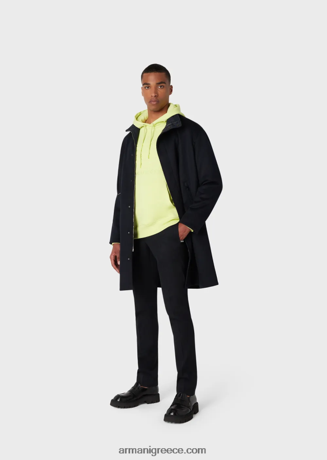 άνδρες Armani φούτερ με κουκούλα με ανάγλυφο υπερμεγέθη αετό 4046R61575 ναυτικό μπλε