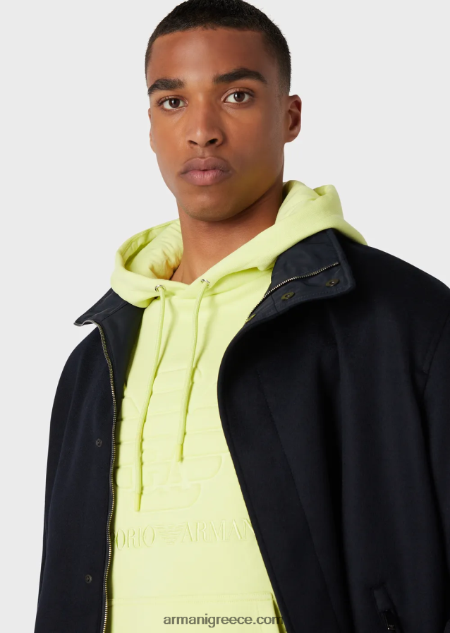 άνδρες Armani φούτερ με κουκούλα με ανάγλυφο υπερμεγέθη αετό 4046R61576 πράσινο ασβέστη
