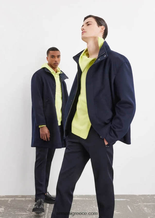 άνδρες Armani φούτερ με κουκούλα με ανάγλυφο υπερμεγέθη αετό 4046R61576 πράσινο ασβέστη