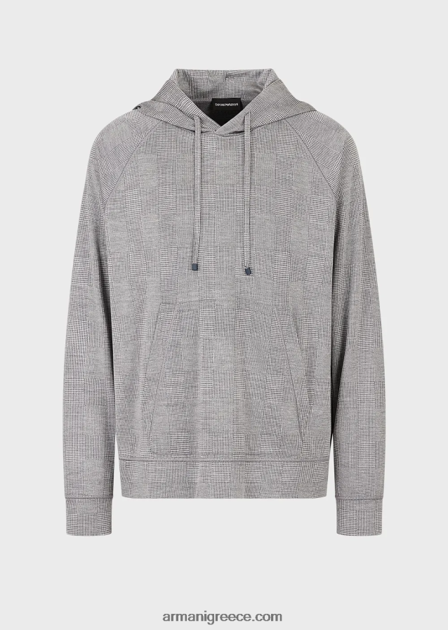 άνδρες Armani Πρίγκιπας της Ουαλίας τζέρσεϊ από μαλλί ευκαλύπτου 4046R61583 γκρί