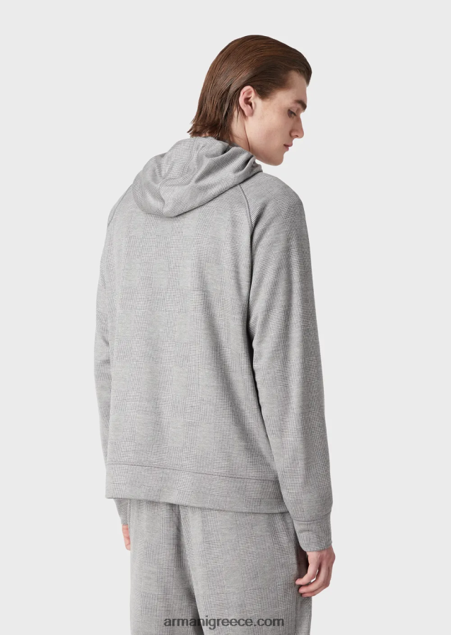 άνδρες Armani Πρίγκιπας της Ουαλίας τζέρσεϊ από μαλλί ευκαλύπτου 4046R61583 γκρί