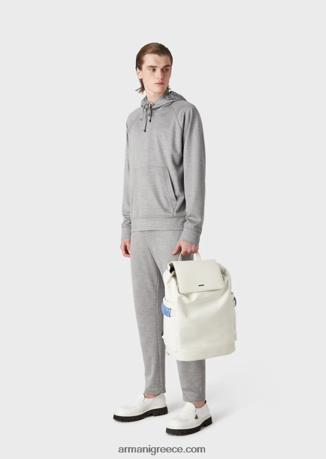 άνδρες Armani Πρίγκιπας της Ουαλίας τζέρσεϊ από μαλλί ευκαλύπτου 4046R61583 γκρί