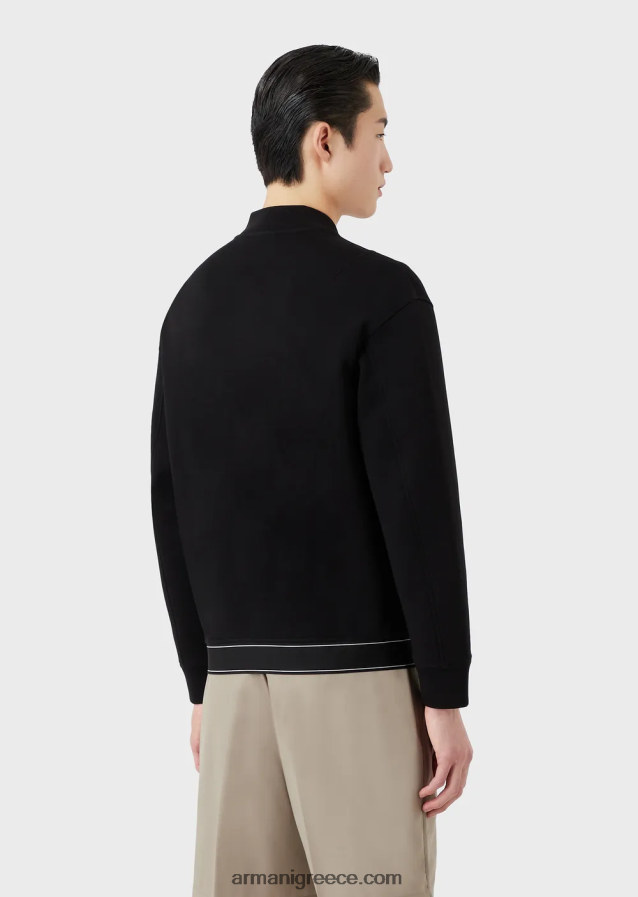 άνδρες Armani Φούτερ με διπλό ζέρσεϊ με φερμουάρ και ελαστικό στρίφωμα με λογότυπο 4046R61584 μαύρος