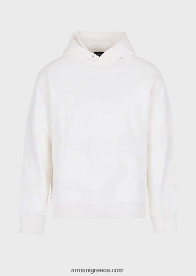 άνδρες Armani φούτερ με κουκούλα με μεγάλο κέντημα παραλλαγής ασορτί χρώματος 4046R61593 άσπρο