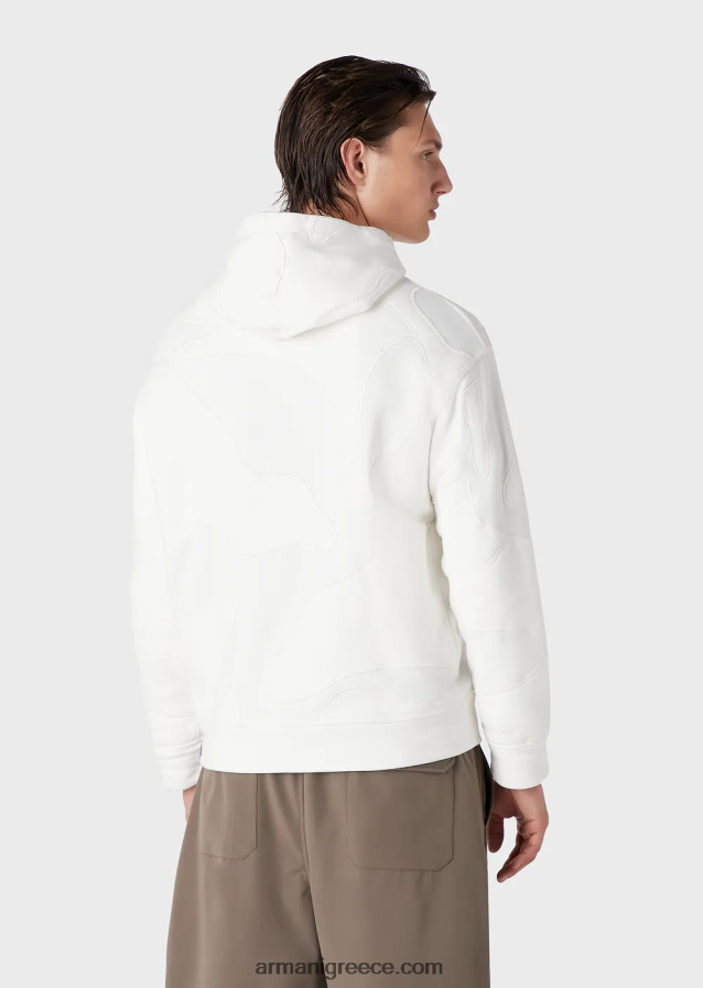 άνδρες Armani φούτερ με κουκούλα με μεγάλο κέντημα παραλλαγής ασορτί χρώματος 4046R61593 άσπρο