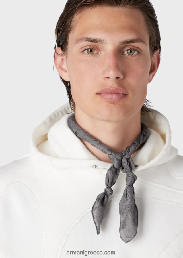 άνδρες Armani φούτερ με κουκούλα με μεγάλο κέντημα παραλλαγής ασορτί χρώματος 4046R61593 άσπρο
