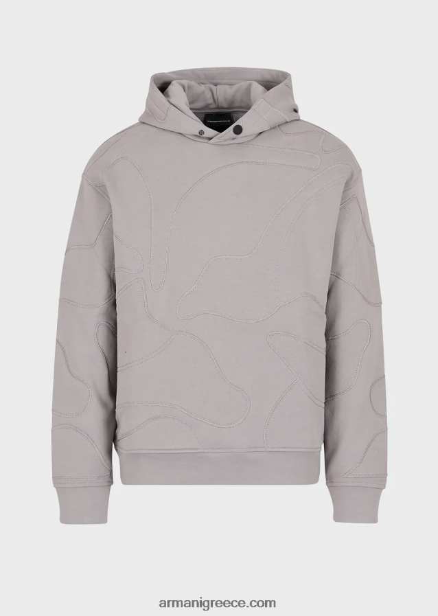 άνδρες Armani φούτερ με κουκούλα με μεγάλο κέντημα παραλλαγής ασορτί χρώματος 4046R61594 γκρί