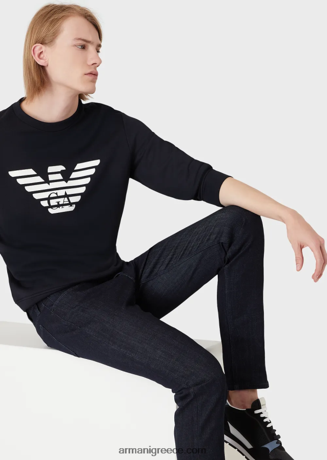 άνδρες Armani Μοντάλ φούτερ με στάμπα με λογότυπο 4046R61597 μπλε λογότυπο