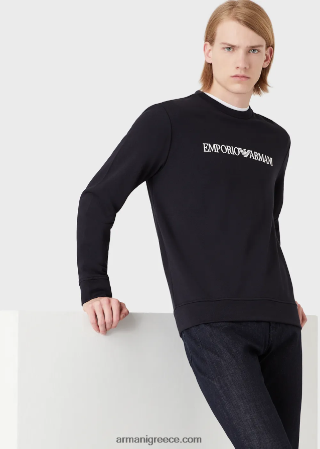 άνδρες Armani Μοντάλ φούτερ με στάμπα με λογότυπο 4046R61598 ναυτικό μπλε