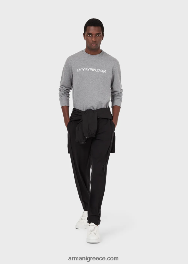 άνδρες Armani Μοντάλ φούτερ με στάμπα με λογότυπο 4046R61599 γκρί