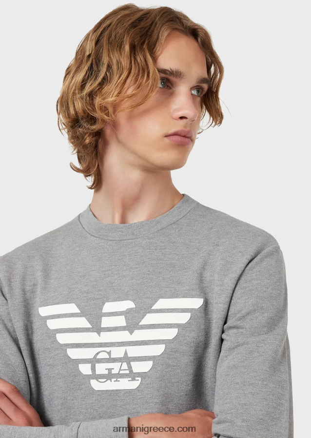 άνδρες Armani Μοντάλ φούτερ με στάμπα με λογότυπο 4046R61600 γκρι λογότυπο