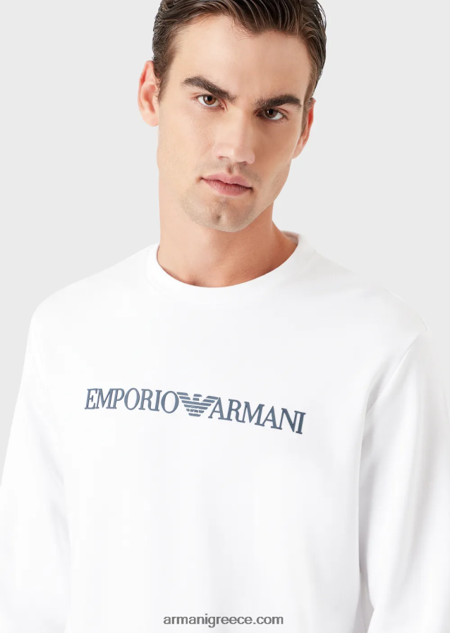 άνδρες Armani Μοντάλ φούτερ με στάμπα με λογότυπο 4046R61602 άσπρο