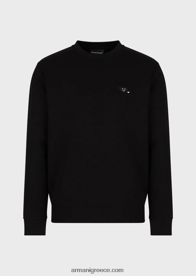 άνδρες Armani Φούτερ με διπλή φανέλα με ασορτί emoji 4046R61439 μαύρος