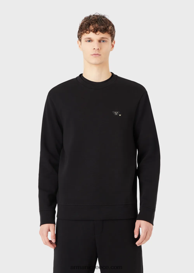 άνδρες Armani Φούτερ με διπλή φανέλα με ασορτί emoji 4046R61439 μαύρος