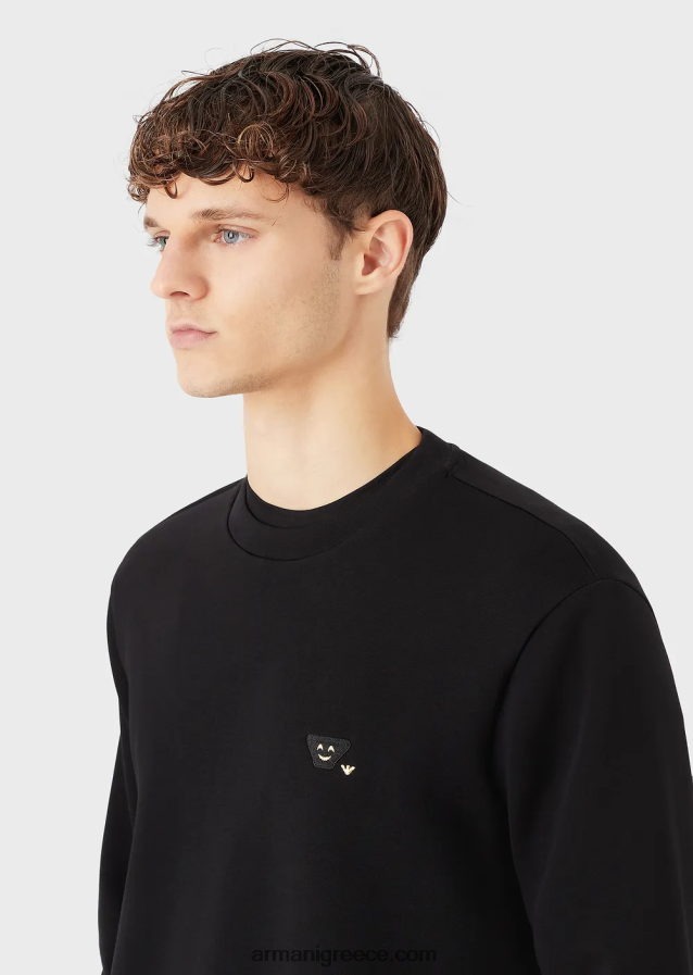 άνδρες Armani Φούτερ με διπλή φανέλα με ασορτί emoji 4046R61439 μαύρος