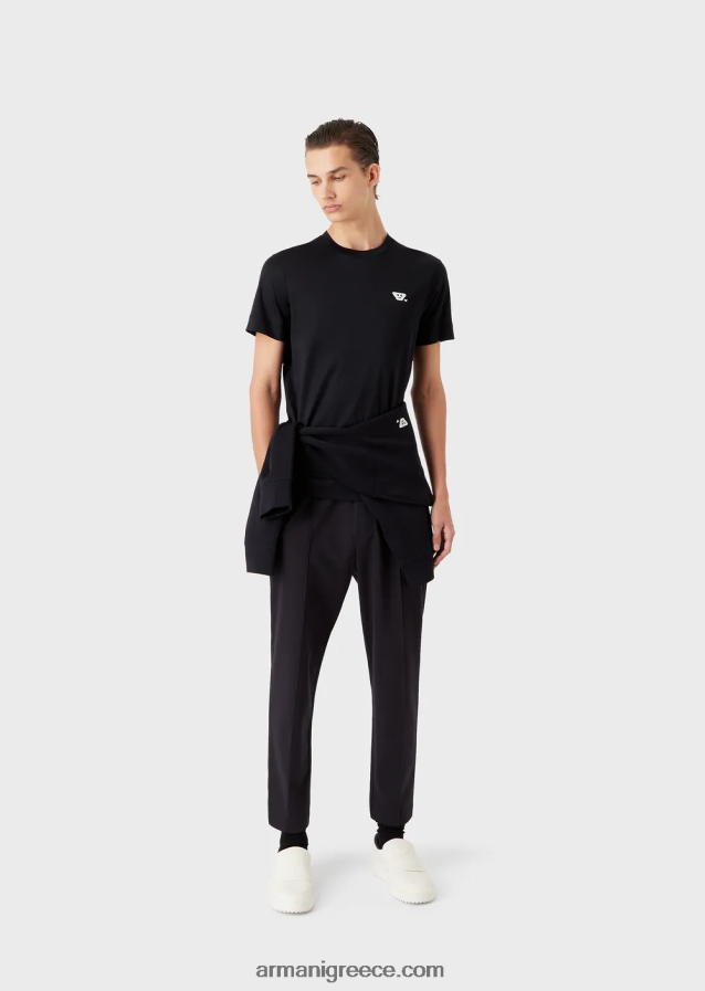 άνδρες Armani Φούτερ με διπλή φανέλα με ασορτί emoji 4046R61440 ναυτικό μπλε