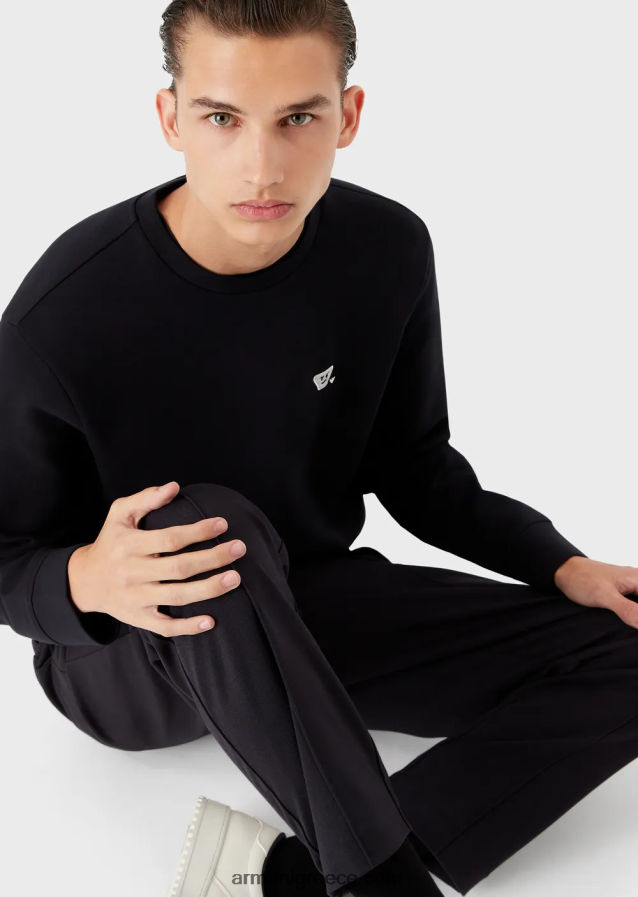 άνδρες Armani Φούτερ με διπλή φανέλα με ασορτί emoji 4046R61440 ναυτικό μπλε