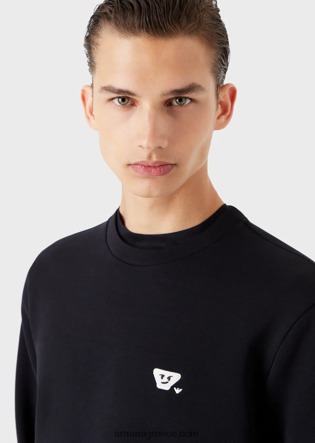 άνδρες Armani Φούτερ με διπλή φανέλα με ασορτί emoji 4046R61440 ναυτικό μπλε