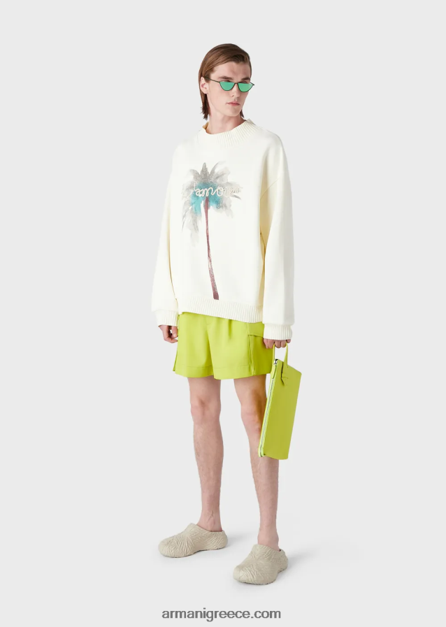 άνδρες Armani φούτερ με στάμπα φοίνικα και l'amour κέντημα 4046R61590 άσπρο