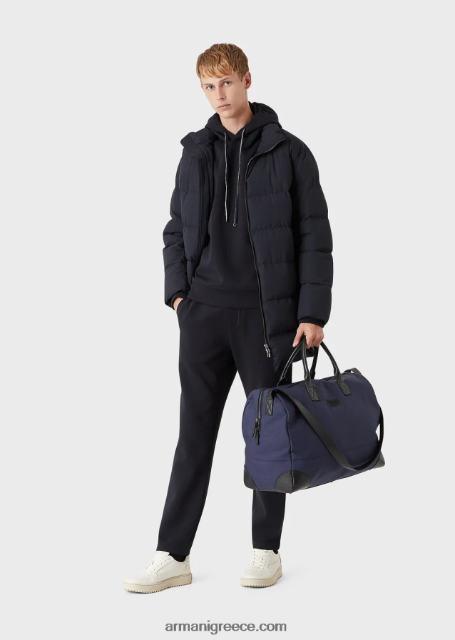 άνδρες Armani φούτερ με κουκούλα με έμπλαστρο micro logo 4046R61387 ναυτικό μπλε