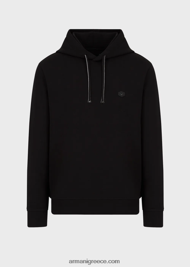 άνδρες Armani φούτερ με κουκούλα με έμπλαστρο micro logo 4046R61388 μαύρος