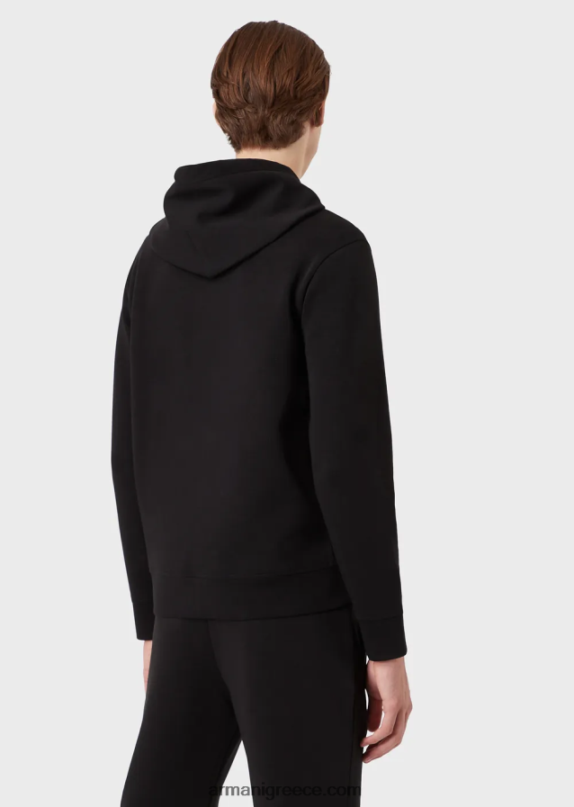 άνδρες Armani φούτερ με κουκούλα με έμπλαστρο micro logo 4046R61388 μαύρος