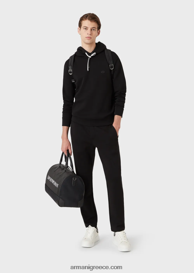 άνδρες Armani φούτερ με κουκούλα με έμπλαστρο micro logo 4046R61388 μαύρος