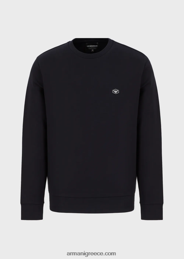 άνδρες Armani Φούτερ με λαιμόκοψη με micro logo patch 4046R61430 ναυτικό μπλε
