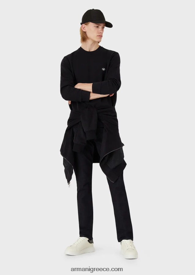 άνδρες Armani Φούτερ με λαιμόκοψη με micro logo patch 4046R61430 ναυτικό μπλε