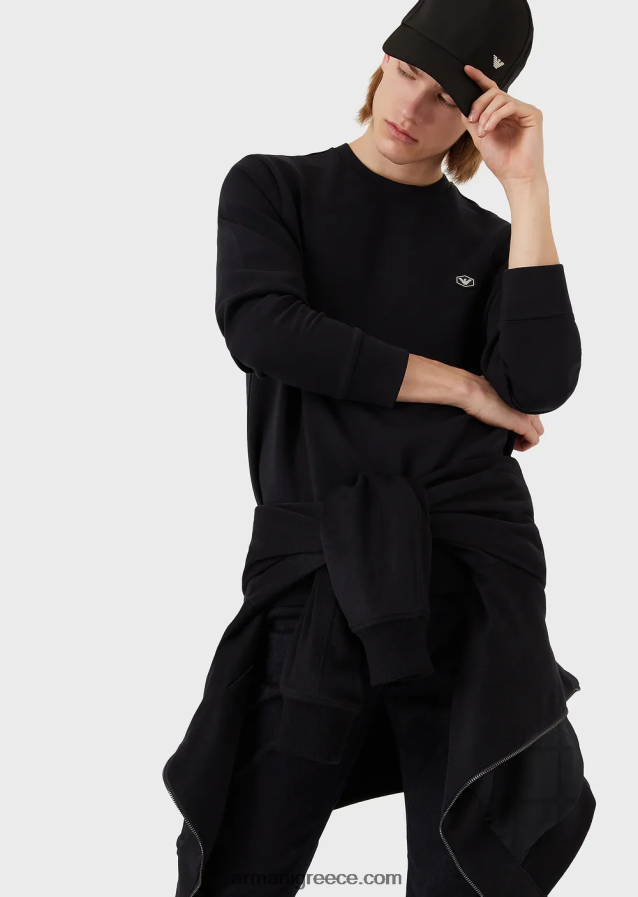 άνδρες Armani Φούτερ με λαιμόκοψη με micro logo patch 4046R61430 ναυτικό μπλε