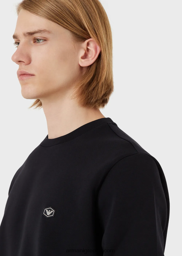 άνδρες Armani Φούτερ με λαιμόκοψη με micro logo patch 4046R61430 ναυτικό μπλε