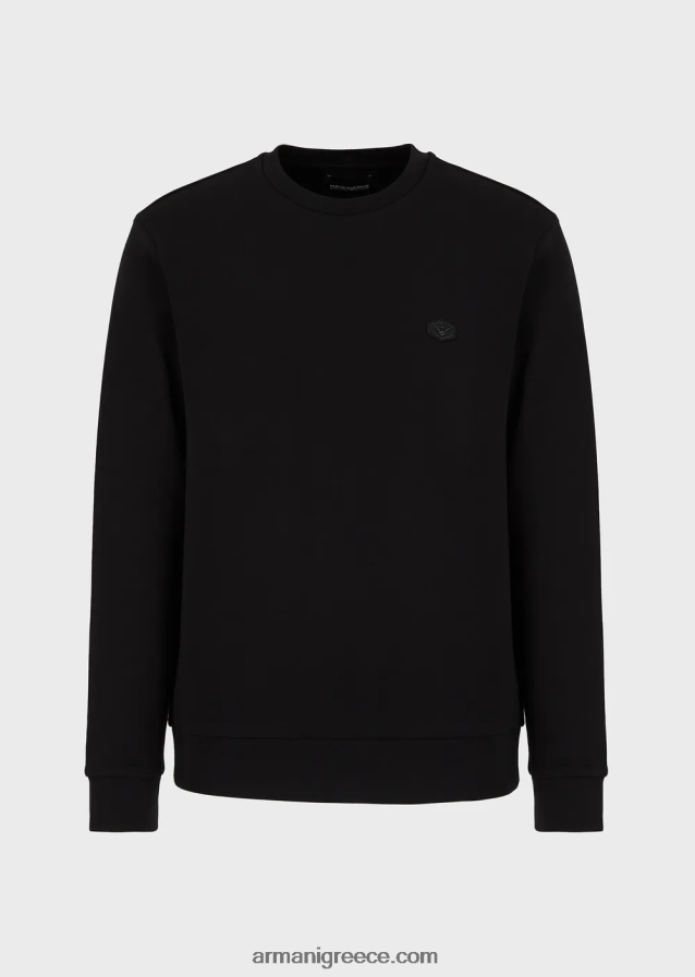 άνδρες Armani Φούτερ με λαιμόκοψη με micro logo patch 4046R61431 μαύρος