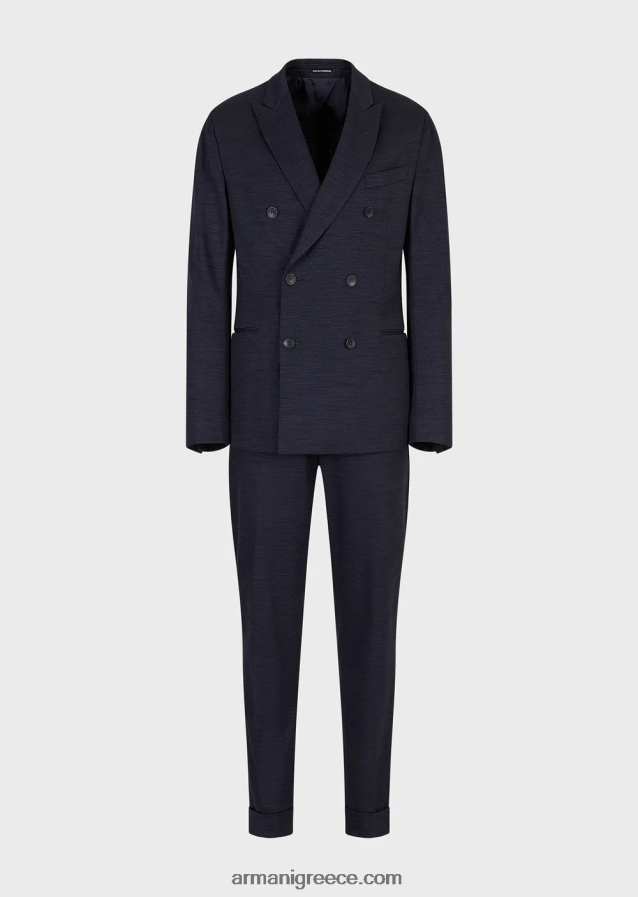 άνδρες Armani Μοντέρνα φόρμα με διπλό στήθος σε ζέρσεϊ από μαλλί ευκαλύπτου 4046R61466