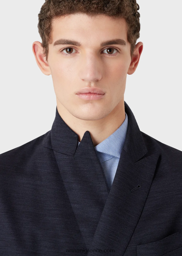 άνδρες Armani Μοντέρνα φόρμα με διπλό στήθος σε ζέρσεϊ από μαλλί ευκαλύπτου 4046R61466