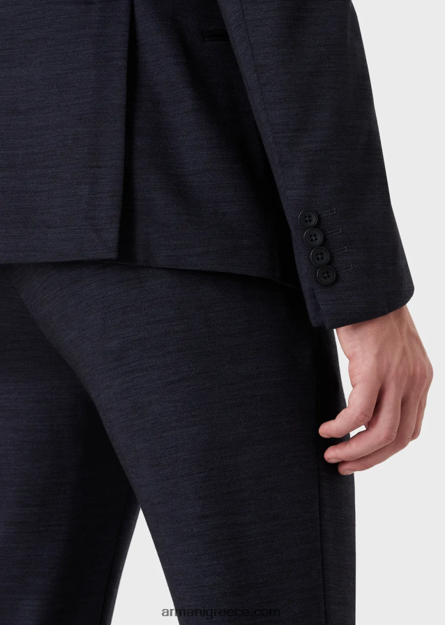 άνδρες Armani Μοντέρνα φόρμα με διπλό στήθος σε ζέρσεϊ από μαλλί ευκαλύπτου 4046R61466