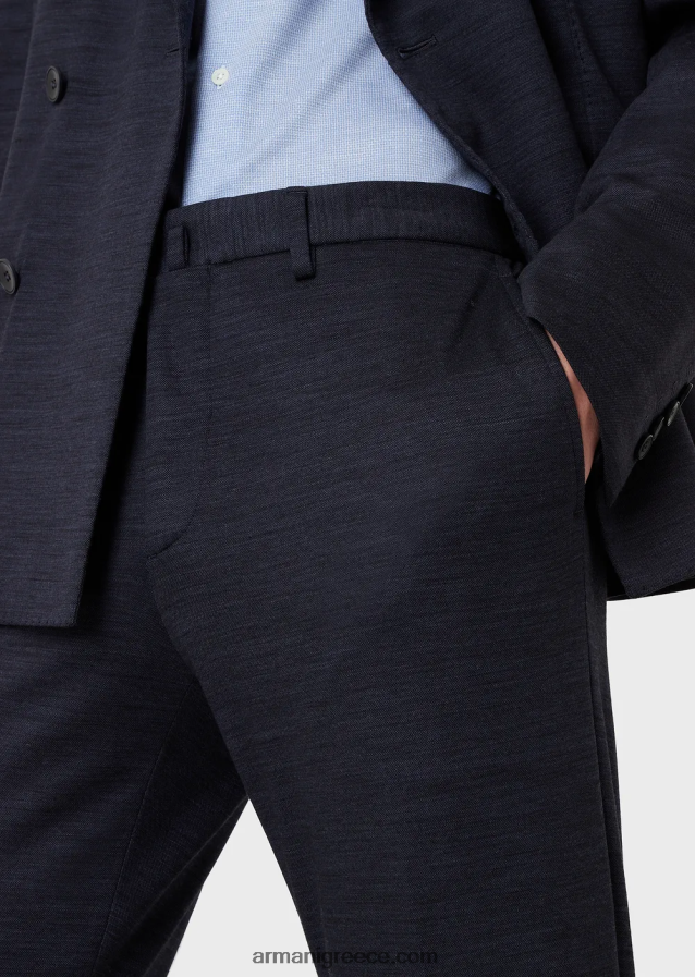 άνδρες Armani Μοντέρνα φόρμα με διπλό στήθος σε ζέρσεϊ από μαλλί ευκαλύπτου 4046R61466