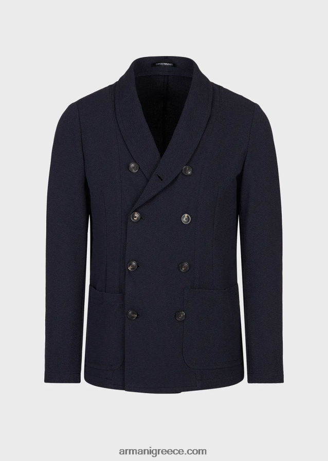 άνδρες Armani σακάκι με διπλό στήθος σε 3d stretch τεχνική φανέλα 4046R61021 ναυτικό μπλε