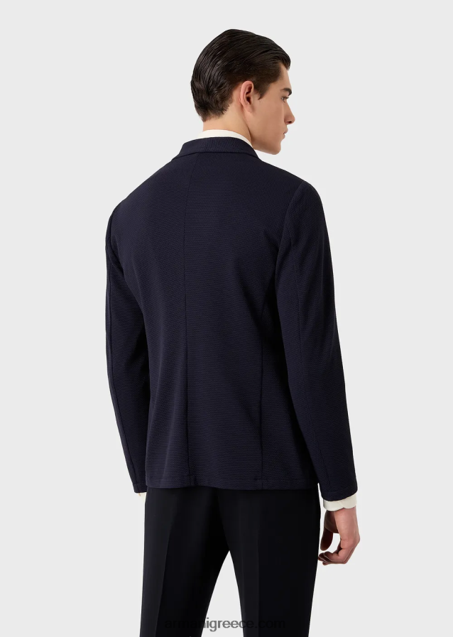 άνδρες Armani σακάκι με διπλό στήθος σε 3d stretch τεχνική φανέλα 4046R61021 ναυτικό μπλε