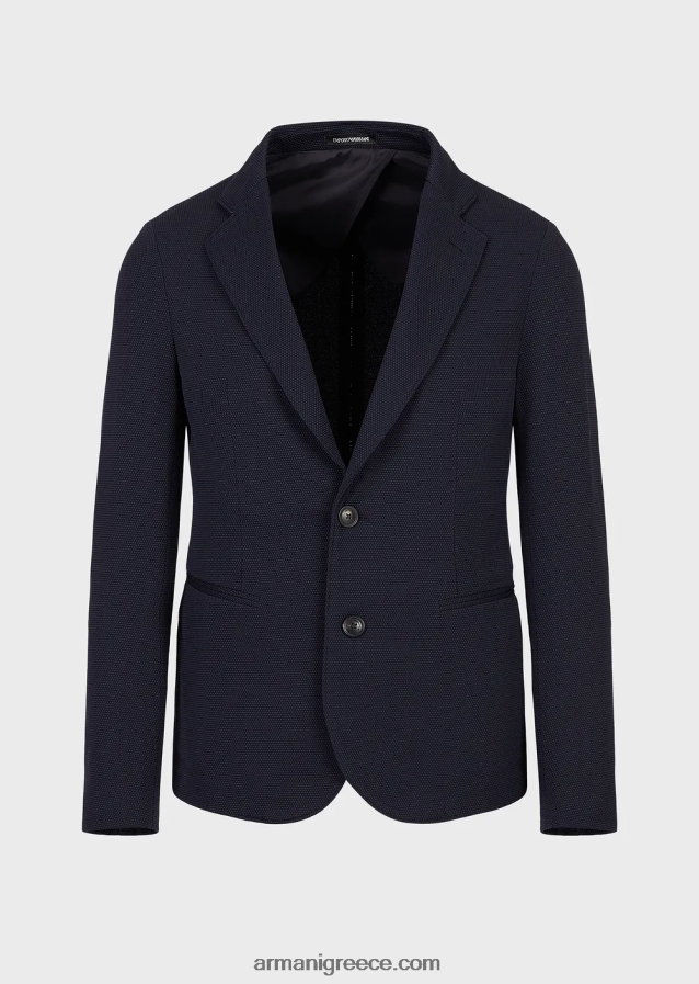 άνδρες Armani μονόπλευρο μπουφάν σε 3d stretch τεχνική φανέλα 4046R61038 ναυτικό μπλε